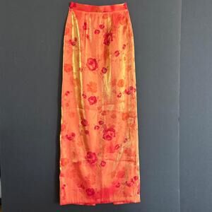 VTG Y2K 2000s Hancock Floral Shimmer Maxi Fall Transitional Skirt - Size 2/4 NWT